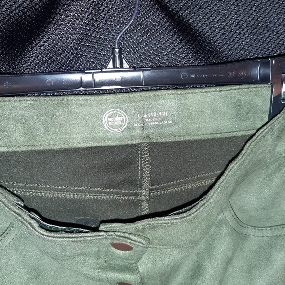 Girls Faux Suede Button Front Olive Green Skirt, Large (10-12) - Picture 2 of 3